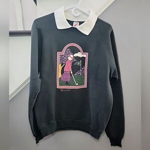 Vintage P.S. Originals Black Collared Sweatshirt Size XL Women’s Golf USA
